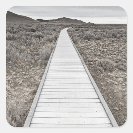 Boardwalk door de woestijn vierkante sticker (Voorkant)