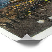 Boardwalk en Rest Pavilion Uitzicht bij nacht Poster (Hoek)