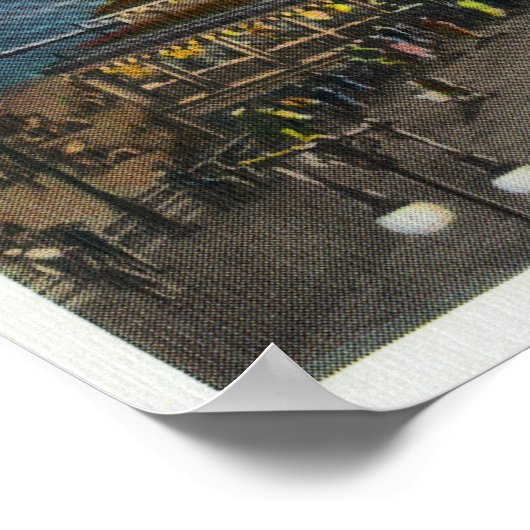 Boardwalk en Rest Pavilion Uitzicht bij nacht Poster (Hoek)