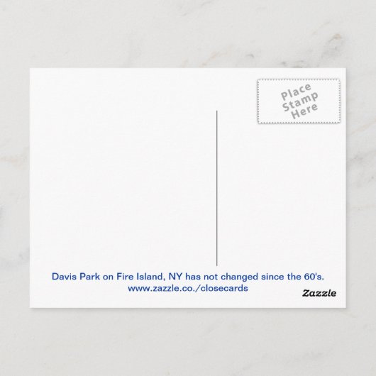 Boardwalk in Davis Park op Fire is dat. Briefkaart (Achterkant)