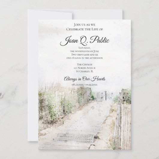 Boardwalk naar Beach Waterverf Viering van het lev Kaart (Voorkant)