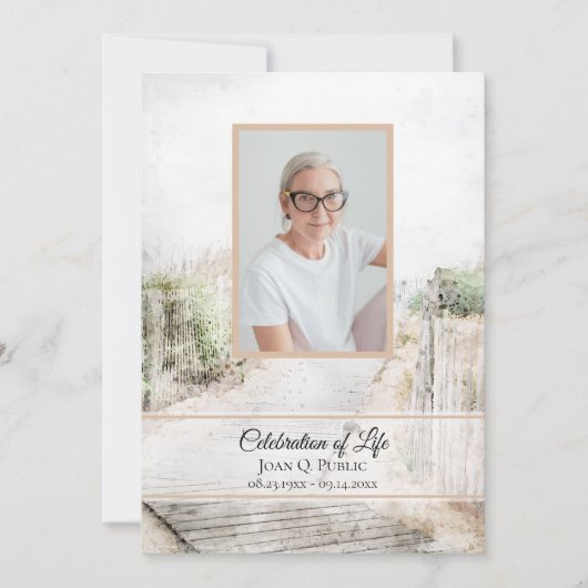 Boardwalk naar Beach Waterverf Viering van het lev Kaart (Voorkant)