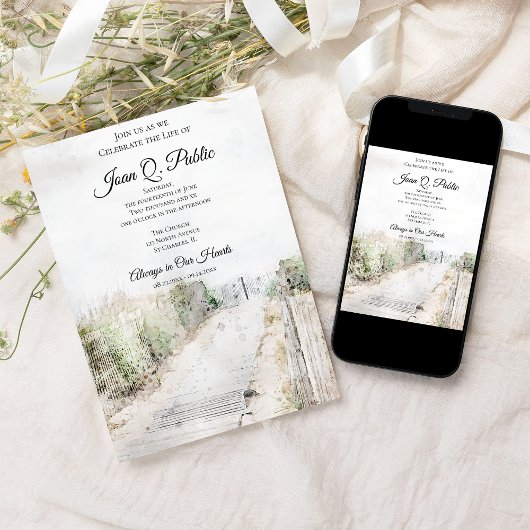 Boardwalk naar Beach Waterverf Viering van het lev Kaart