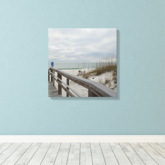 Boardwalk naar Sugary White Sands Canvas Afdruk (Insitu (Houten vloer))