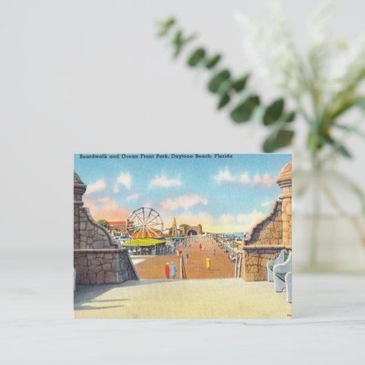 Boardwalk Ocean Front Park, Daytona Beach, Florida Briefkaart (Staand voorkant)