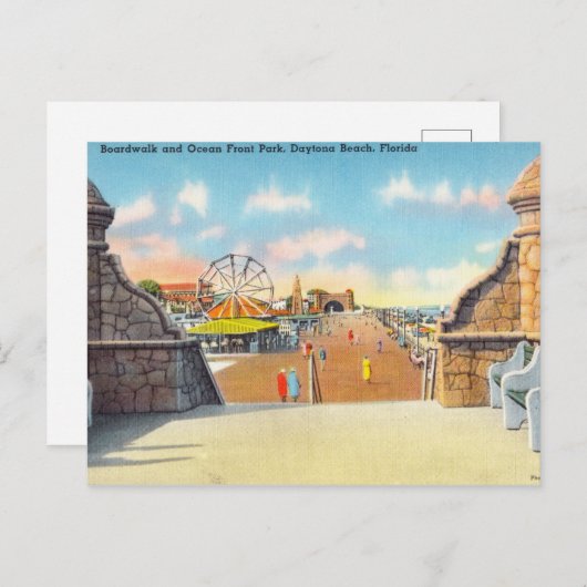 Boardwalk Ocean Front Park, Daytona Beach, Florida Briefkaart (Voorkant / Achterkant)
