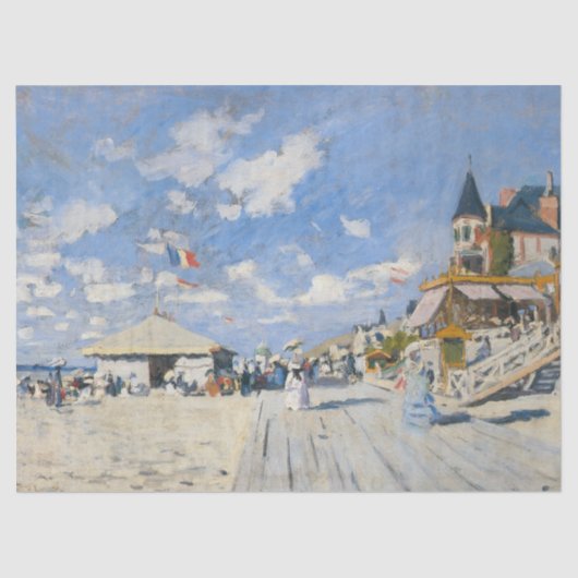Boardwalk op Beach in Trouville door Monet Tissuepapier (Voorkant)