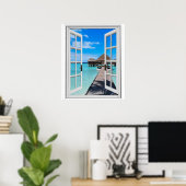 Boardwalk Pier Ocea View Nepraam Ruit Poster (Thuiskantoor)