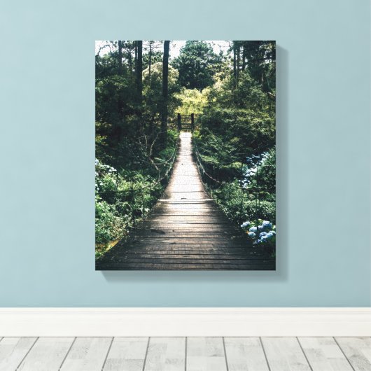 Boardwalk through door het bos canvas afdruk (Insitu (Houten vloer))