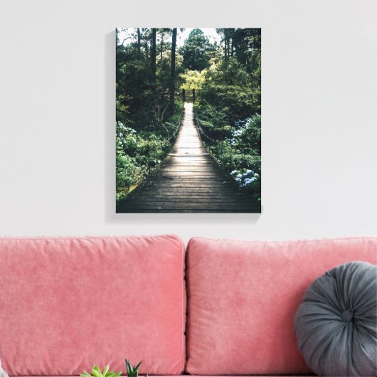 Boardwalk through door het bos canvas afdruk (Insitu (Woonkamer))
