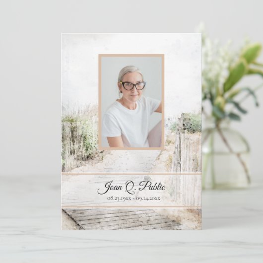 Boardwalk to Beach Begrafenisdienst Memorial Programmakaart (Staand voorkant)