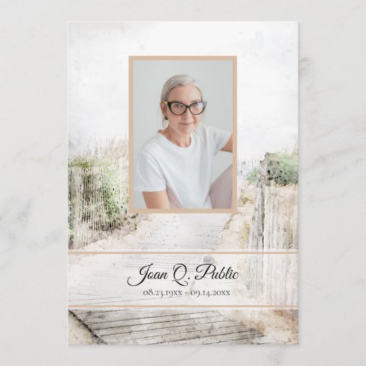 Boardwalk to Beach Begrafenisdienst Memorial Programmakaart (Voorkant)