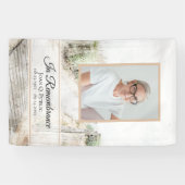 Boardwalk to Beach Viering van het leven Begrafeni Spandoek (Horizontaal)