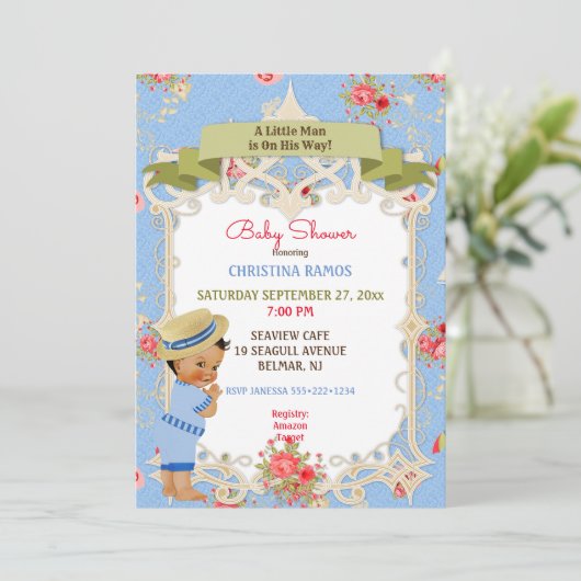 Boardwalk Victoriana Beach Summer Baby shower Kaart (Staand voorkant)