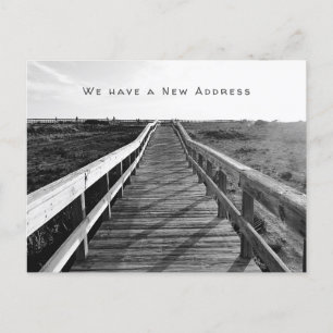 Boardwalk Zwart Wit Nieuw Adres Briefkaart
