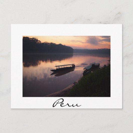 Boat aan de Amazonerivier in het Peru witte briefk Briefkaart (Voorkant)