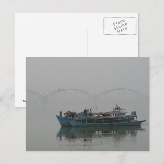 Boat aan de Irrawaddy-rivier, Myanmar Briefkaart (Voorkant / Achterkant)