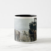 Boat aan de strand van Scheveningen, 1876 Tweekleurige Koffiemok (Center)