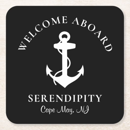 Boat Anchor Black Persoonlijk Kartonnen Onderzetters (Voorkant)