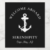 Boat Anchor Black White, gepersonaliseerd Wijn Etiket (Enkel label)