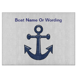 Boat Anchor in Blue Custom Wording of Ship Name Snijplank