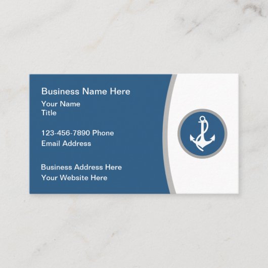 Boat Anchor Marine Theme Moderne Visitekaartjes (Voorkant)