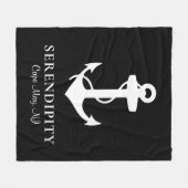 Boat Anchor Monogram Black Fleece Deken (Voorkant (Horizontaal))