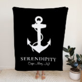 Boat Anchor Monogram Black Fleece Deken