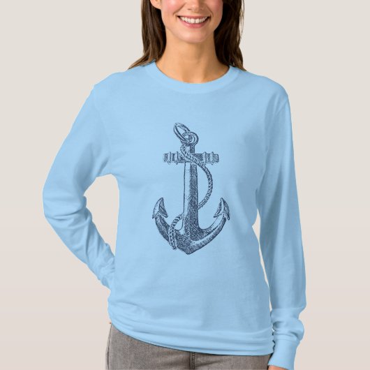 Boat Anchor Nautical Etching Grunge like T-shirt (Voorkant)