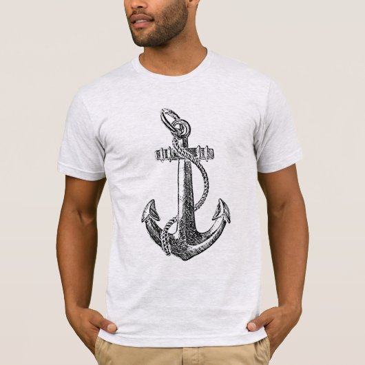 Boat Anchor Nautical Etching Grunge like T-shirt (Voorkant)