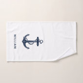 Boat Anchor Nautical Navy Blue Personalized Handdoek (Handdoek)
