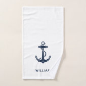 Boat Anchor Nautical Navy Blue Personalized Handdoek (Handdoek)