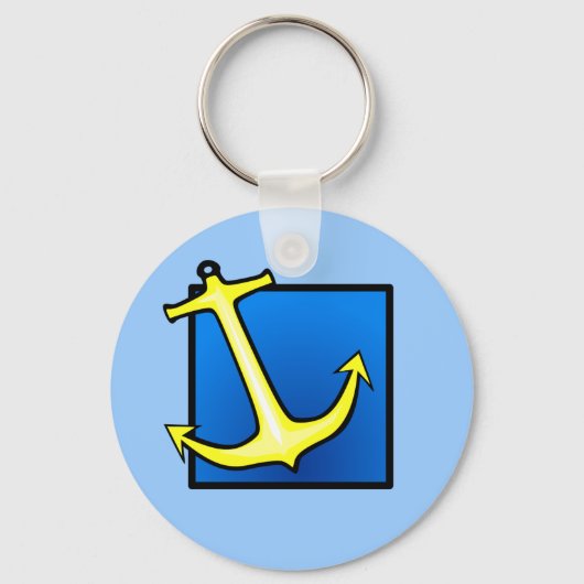 Boat Anchor Nautical Sailing Boating Blue Simple Sleutelhanger (Voorkant)