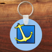Boat Anchor Nautical Sailing Boating Blue Simple Sleutelhanger (Voorkant)