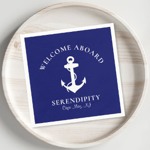 Boat Anchor Navy - Aangepersonaliseerd welkom aan  Servet