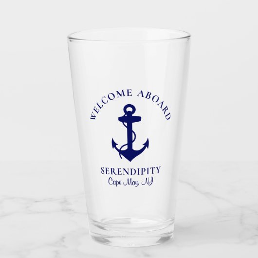 Boat Anchor Navy Blue Glas (Voorkant)
