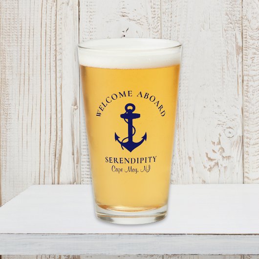 Boat Anchor Navy Blue Glas