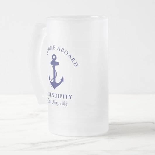 Boat Anchor Navy Blue Matglas Bierpul (Voorkant links)