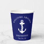 Boat Anchor Navy Blue Papieren Bekers (Achterkant)
