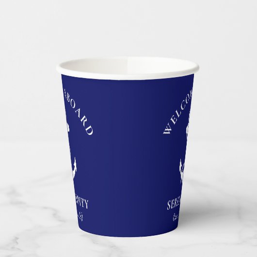 Boat Anchor Navy Blue Papieren Bekers (Links)
