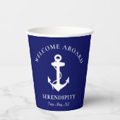 Boat Anchor Navy Blue Papieren Bekers (Voorkant)