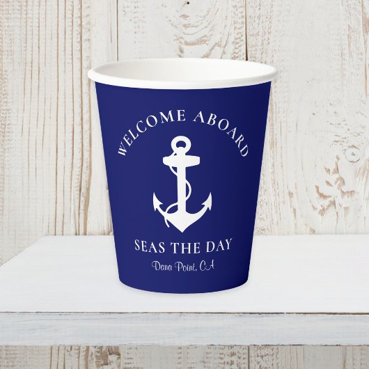 Boat Anchor Navy Blue Papieren Bekers