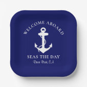 Boat Anchor Navy Blue Papieren Bordje (Voorkant)