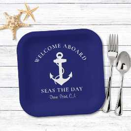Boat Anchor Navy Blue Papieren Bordje