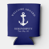 Boat Anchor Navy Blue Persoonlijke naam Blikjeskoeler (Voorkant)