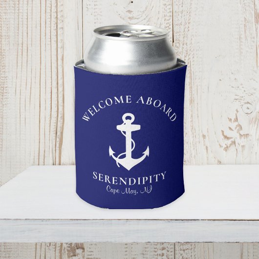 Boat Anchor Navy Blue Persoonlijke naam Blikjeskoeler