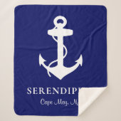 Boat Anchor Navy Blue Sherpa Deken (Voorkant)