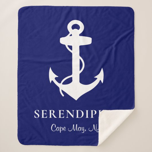 Boat Anchor Navy Blue Sherpa Deken (Voorkant)