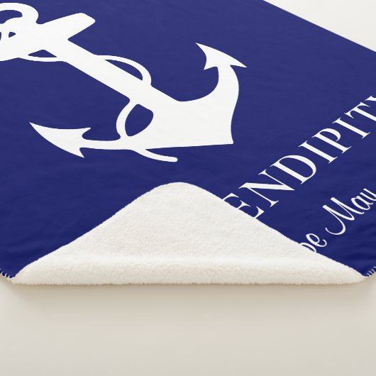 Boat Anchor Navy Blue Sherpa Deken (3/4)