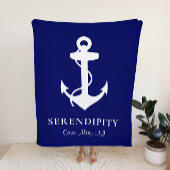 Boat Anchor Navy Blue Sherpa Deken